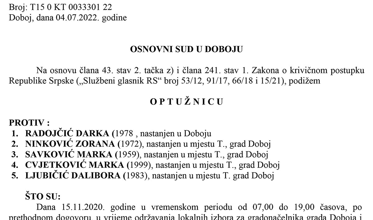 PONIŠTENI IZBORI 2020: Potvrđena optužnica protiv pet članova biračkog odbora zbog izborne prevare - Tekućica